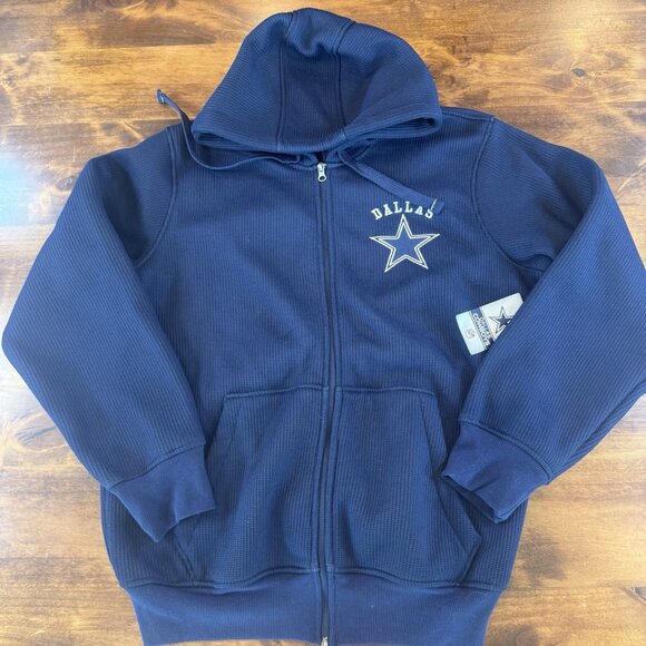 Dallas Cowboys Hoodie Size Medium Fleece Sweatshirt Full Zip Blue NWT - Picture 1 of 4